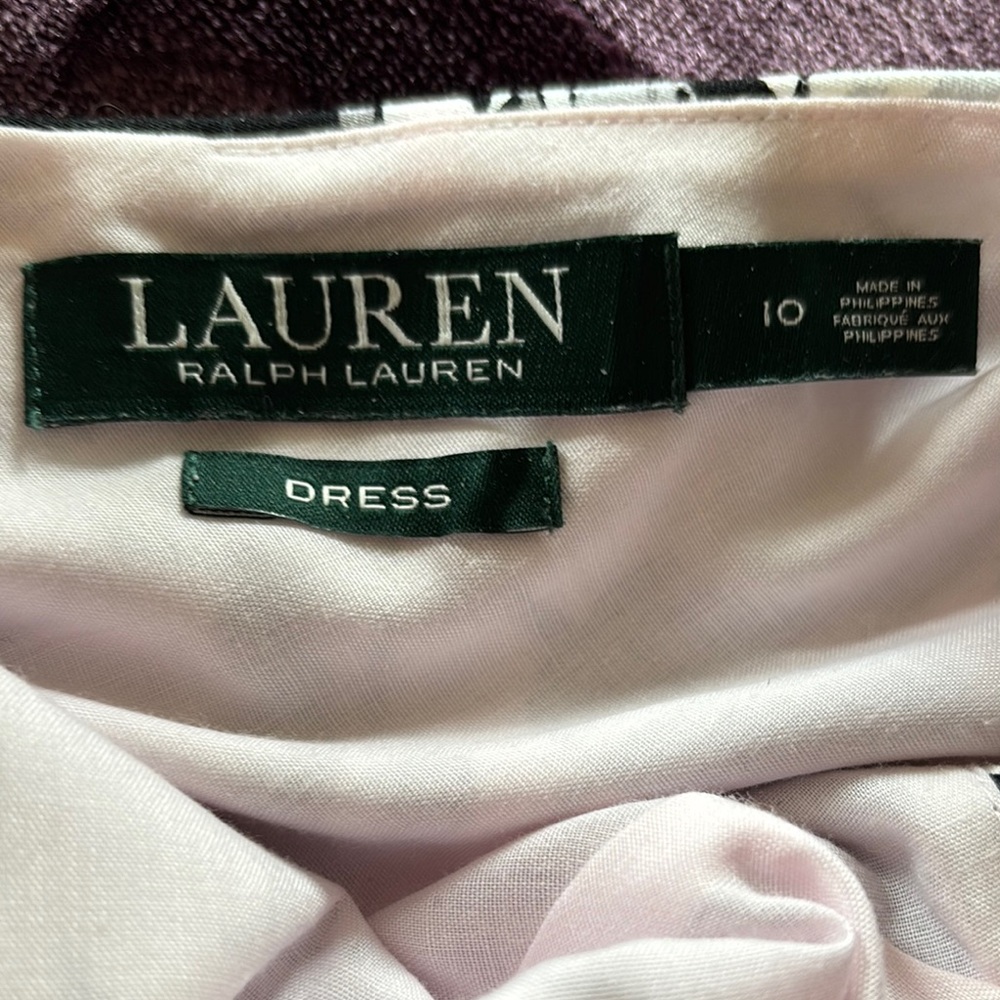 Ralph Lauren One Shoulder Black and White A-Line Dress - Picture 3 of 5